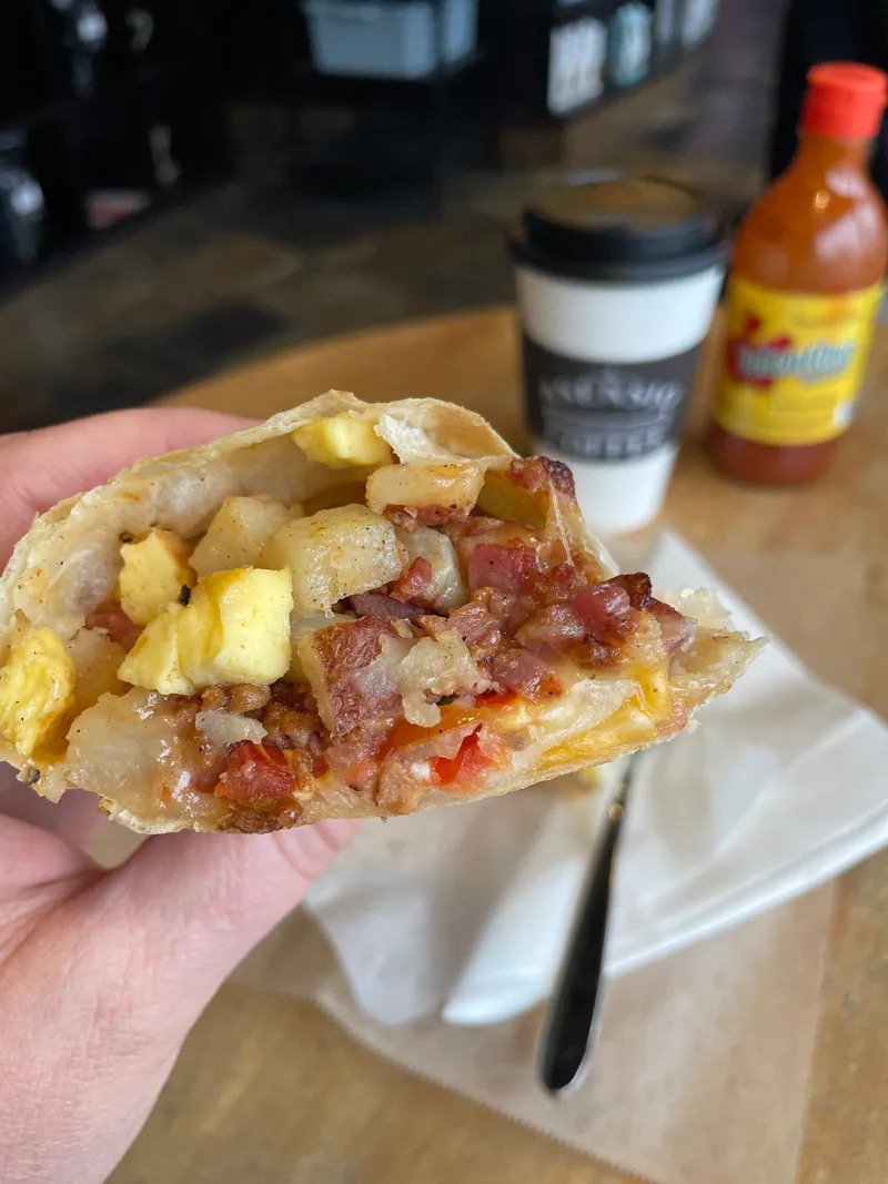 Breakfast burrito plated at Asensio Coffee